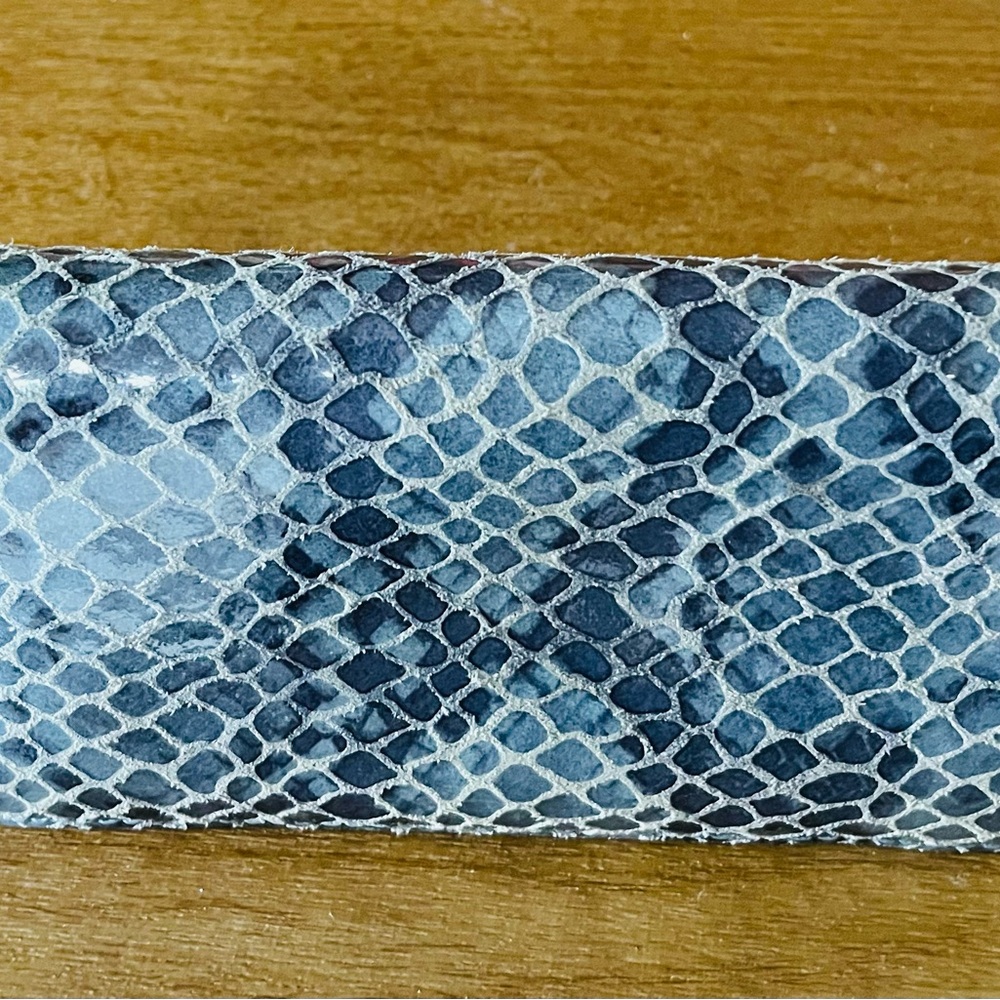 MICHAEL KORS Bedford Continental Python Snake Embossed Leather Wallet- Blue - Picture 3 of 14